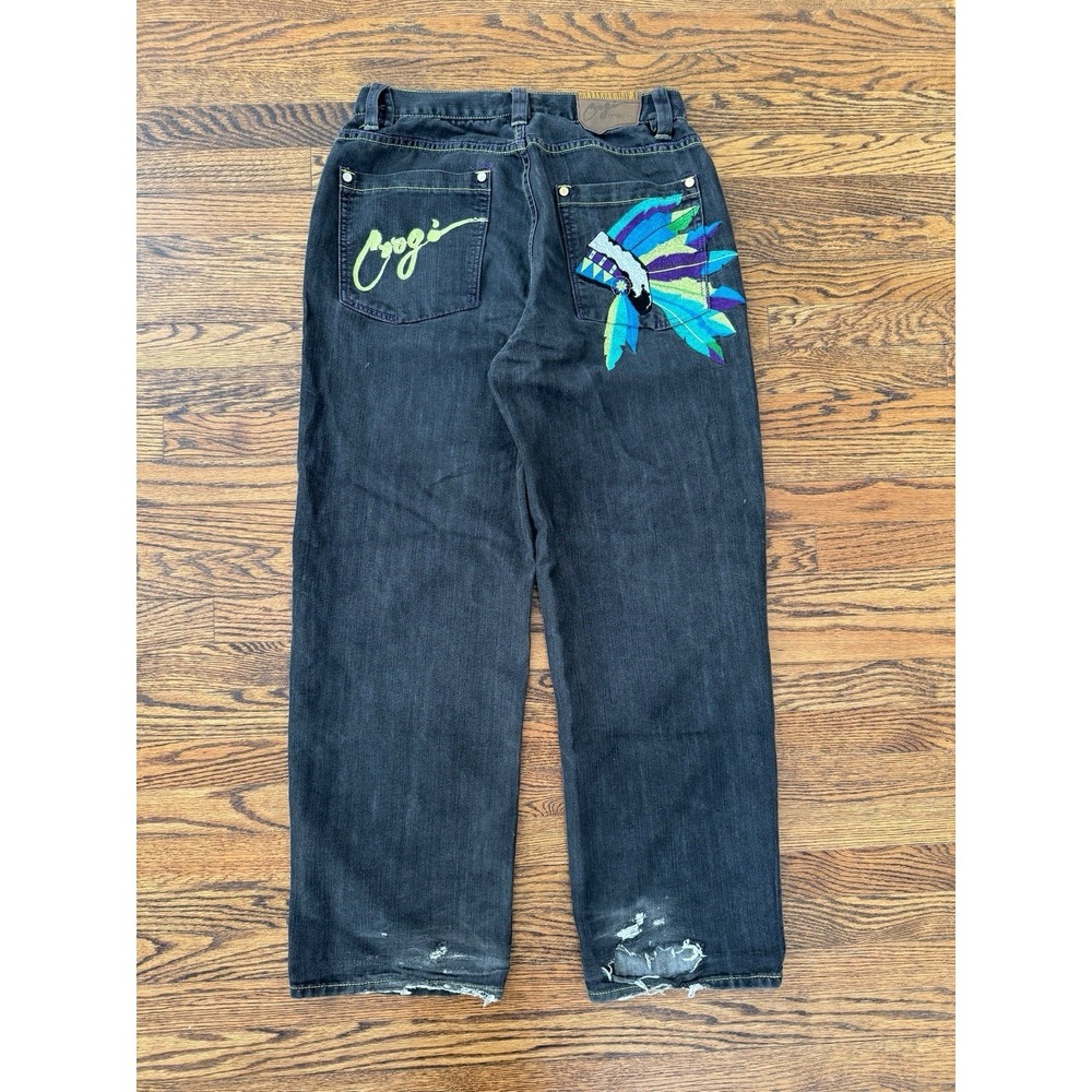 Vintage Coogi Brand Australian Embroidered Dark Denim Jeans Pants - 36 X 34